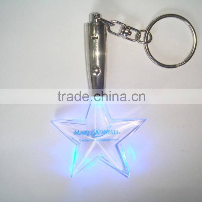 led glowing star shape keychain,promotional gifts led custom logo flasing light keychain ,2016 new product gifts led star