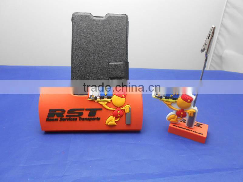 custom engraving silicon cell mobile stand for phone with pen holders display stand set