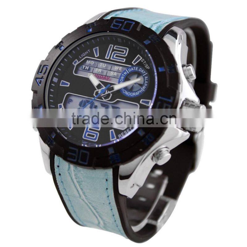 LP7648 Lowest price 2 time zone waterproof stainless steel fashion watch