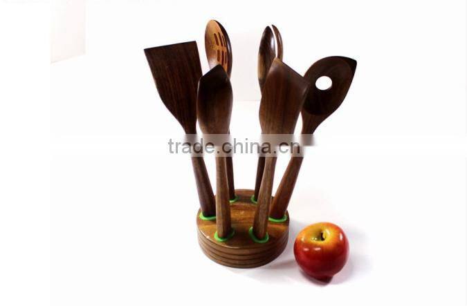 Useful 4-piece Wood Spatula with Silicone Handle Wood Kitchen Utensils Set