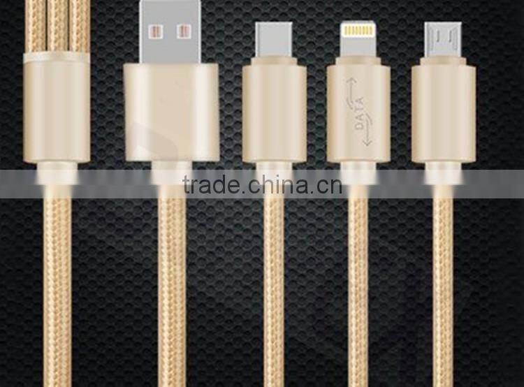 3-in-1 Micro USB + USB C + 8 pin USB Cable Bulk