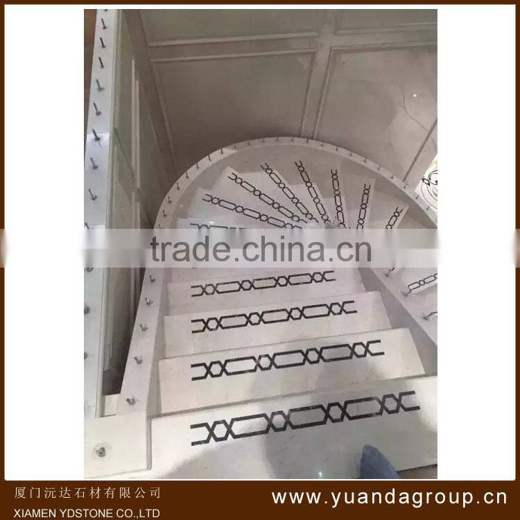 Top level hot sale white marble handrails deck stairs