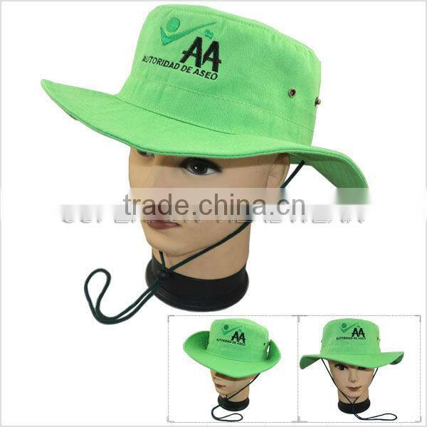 Fluorescent fabric mesh large brim safety hats with reflective strip
