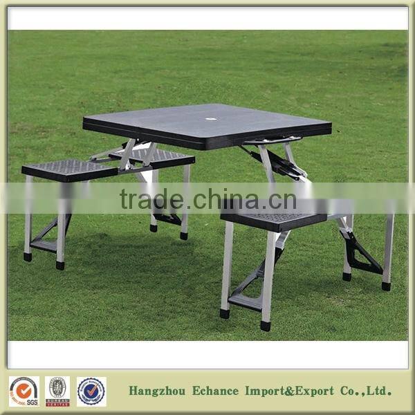 Outdoor Portable Black Folding umbrella Table with 4 Chairs for camping picnic-FN4305