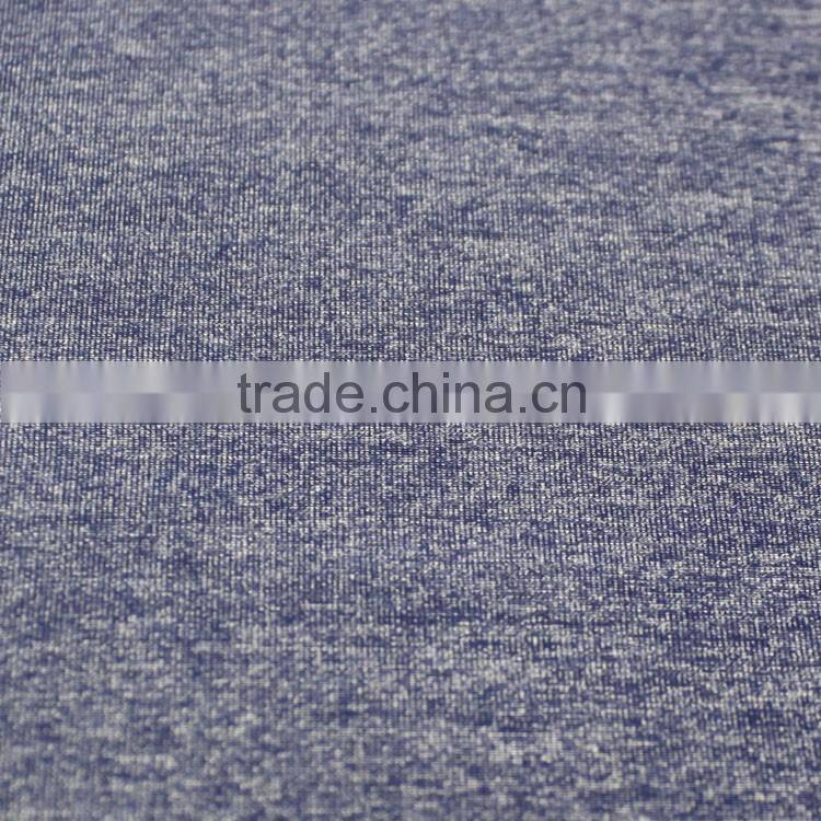 Wholesale stock grey jersey microfiber melange single jersey sports shirt fabric