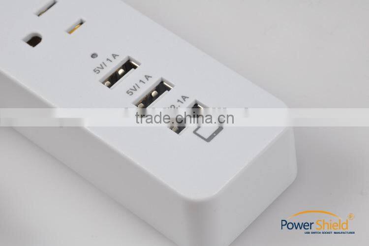 USA/United States Universal Portable Power Strip 3 Outlets Home/Office Surge Protector Travel Charger with 3 USB ports