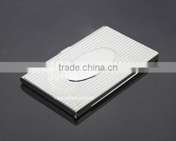 New Arrival High-Grade Name ID Card Box Organizer Lines Emboss Oval Metal Business Card Case Stainless Steel Card Holder