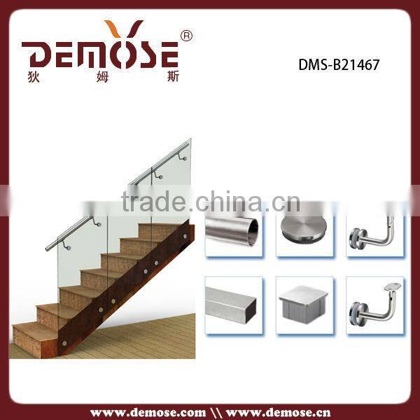 tempered glass decorative hand railing for balcony and galvanized steel pipe guangdong