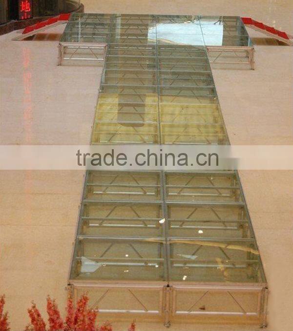 1.22x1.22m (4'x4') aluminum frame clear tempered glass stage platform