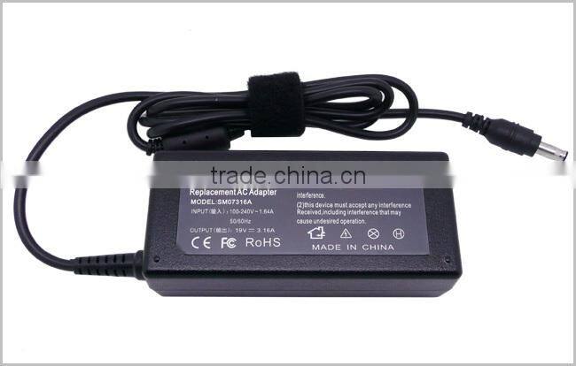 Replacement 19V 3.16A 60W Laptop AC Adapter for Samsung Connector Size 5.5mm*3.0mm