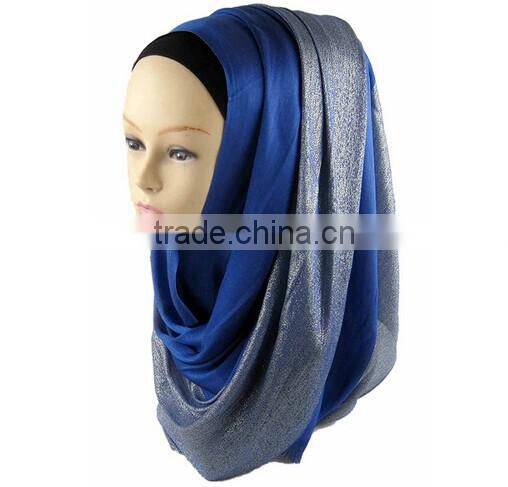 >>New arrival fashion shining women plain muslin hijab scarf/