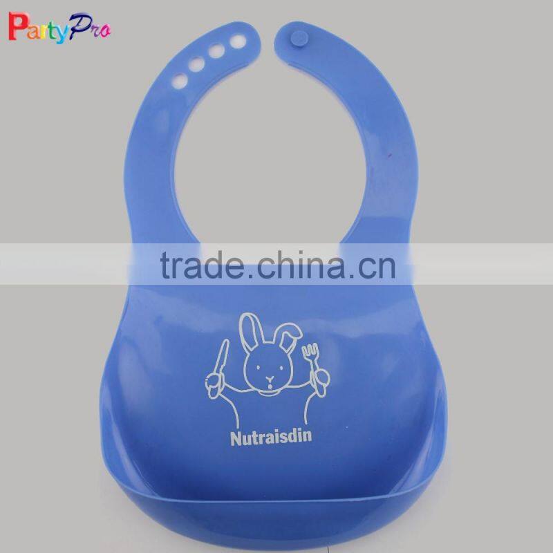 Soft Plastic Water Proof Baby Bib For Infants Food-Catcher Style Plastic Bib With Adjustable Neckband