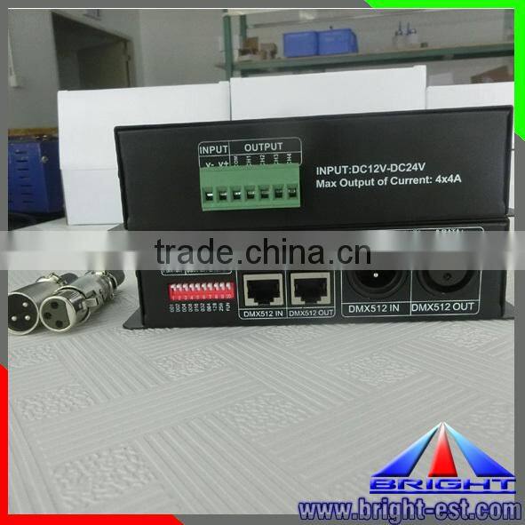 CE RohS approved dmx 512 rgb led controller,DC 12V-24V dimmer controller, LED lighting decoder DMX512