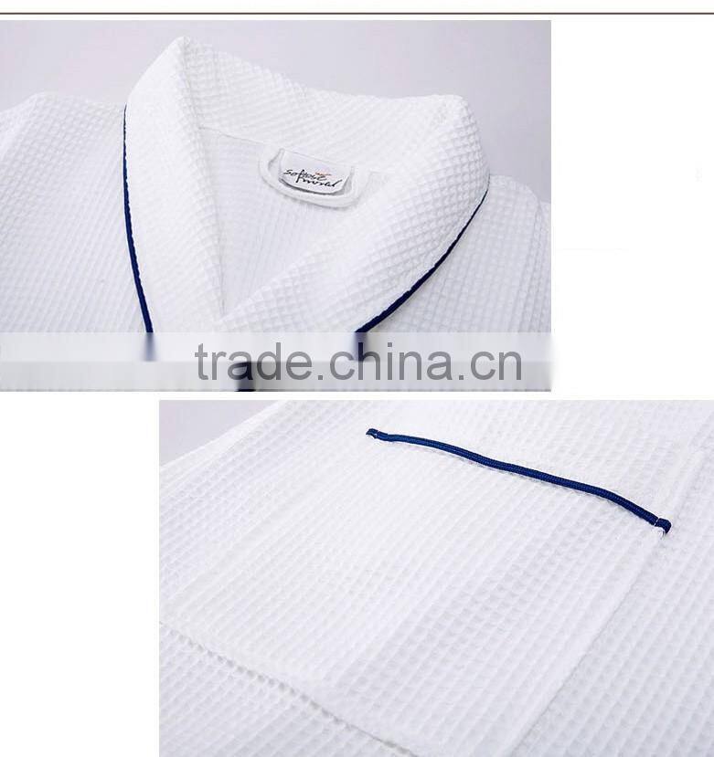 waffle wave white bathrobe 100% cotton man