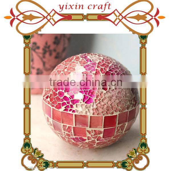 2015 Newest Multicolor outdoor solar led light 10" mosaic glass ball za