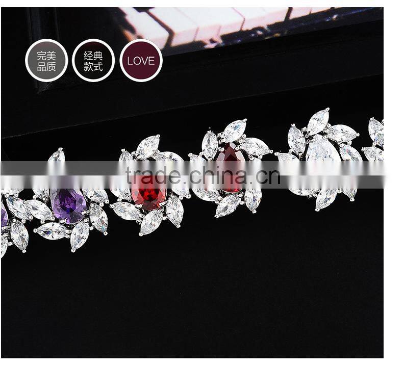 ED-57 Crystal Micro Paving Brass Material Top Quality White Gold Plated AAA Zircon Earring