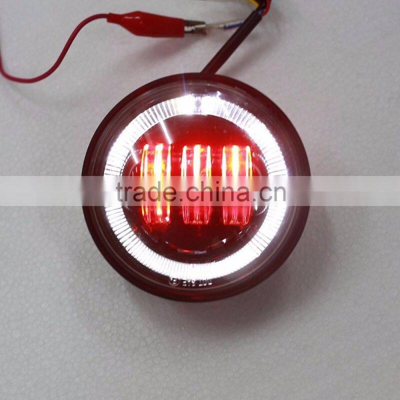 Harley Round 4.5inch Motorcycle LED Fog Lights LED Angel Eyes Fog Lights with DRL Turn Signal Lights RED Demon LED Fog Light