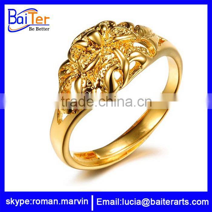 Gold plated stainless steel gold ring designs for couple,engagement gold rings for lovers