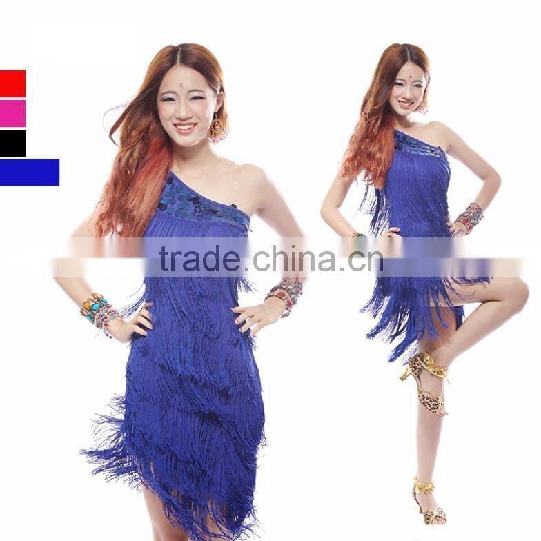 2016 High quality women new multi-layer tassel Latin dance dress cheap latin dance skirt for sale