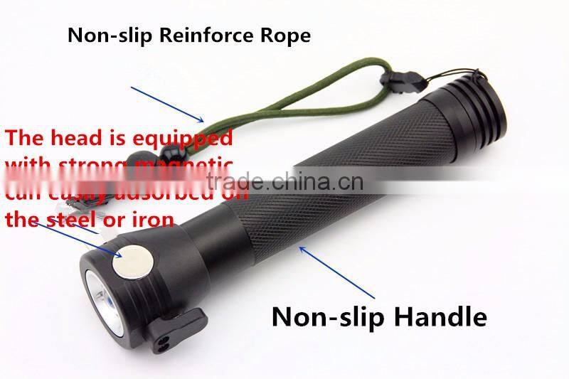 Gift Box-2016 NewTen functions in One Flashlight,Solar LED Torch With Hammer Campus USB Android Output Car Essential Emmergency