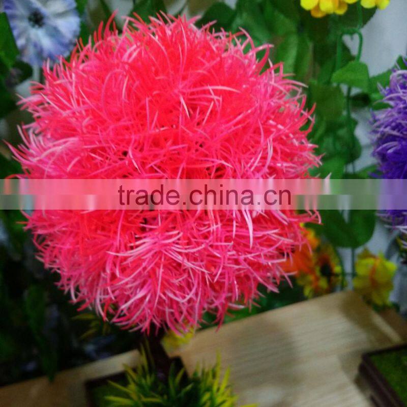 Artificial Potted Plant Plastic Table Small Plant Pots Artificial Grass Ball Tree