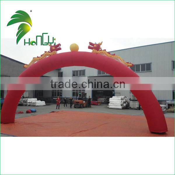Attractive Customized oxford cloth Golden Inflatable Arch With Two Lions decoration