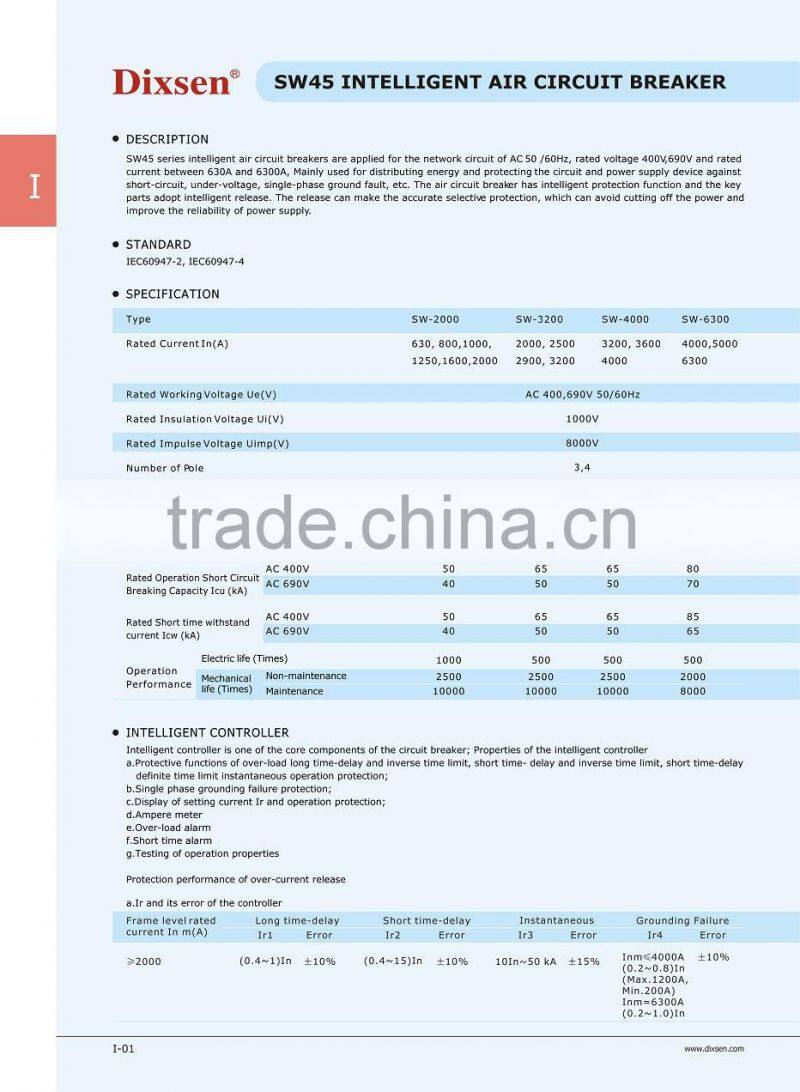 SW45 automatic Air Circuit Breakers