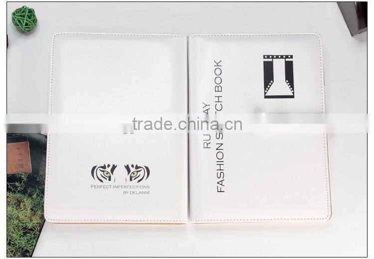 Fashion printed logo white color pu loose leaf organizer