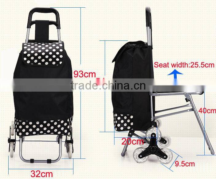 Stair climbing shopping trolley cart with chair