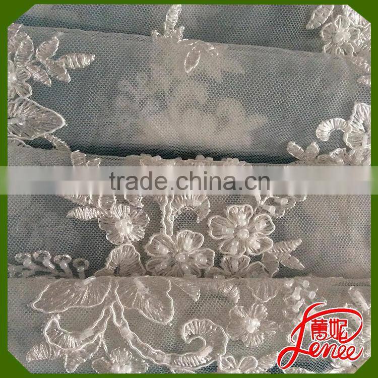 BEST CHOICE FOR WEDDING DRESS SEQUINED BEADS MESH EMBROIDERY FABRIC