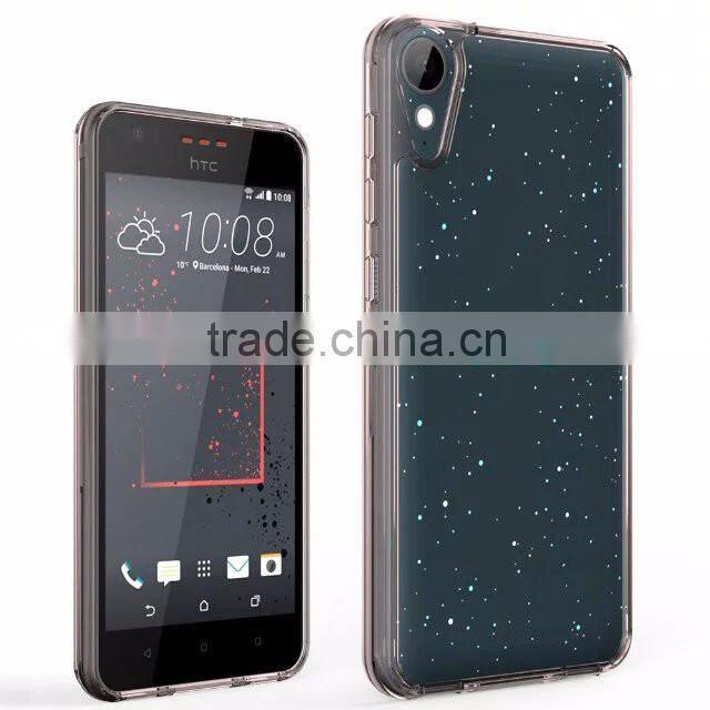 Samco Premium Soft TPU Bumper + Hard PC Clear Back Panel Mobile Phone Case for HTC Desire 825