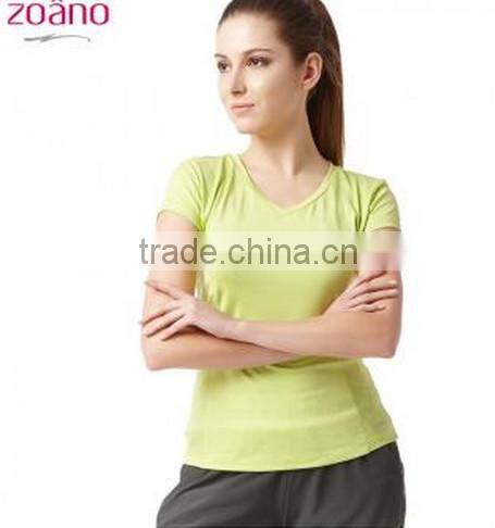Wholesale women functional fabric sport shirts /OEM yoga wear