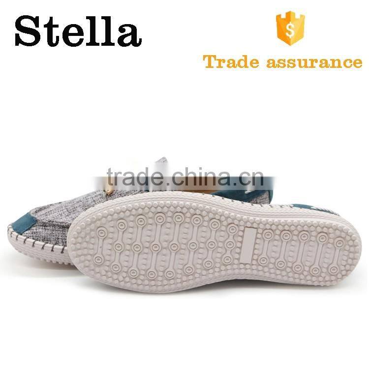 comfortable rubber sole threading strappy men canvas loafer shoes