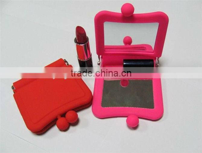 silicone girl's portable mini cosmetic mirror