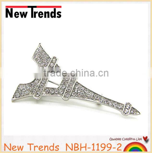 Newest fashion rhinestone Eiffel tower brooch jewelry