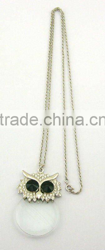 novelty owl magnifier necklace for souvenir gifts,OEM servicepass SGS factory audit
