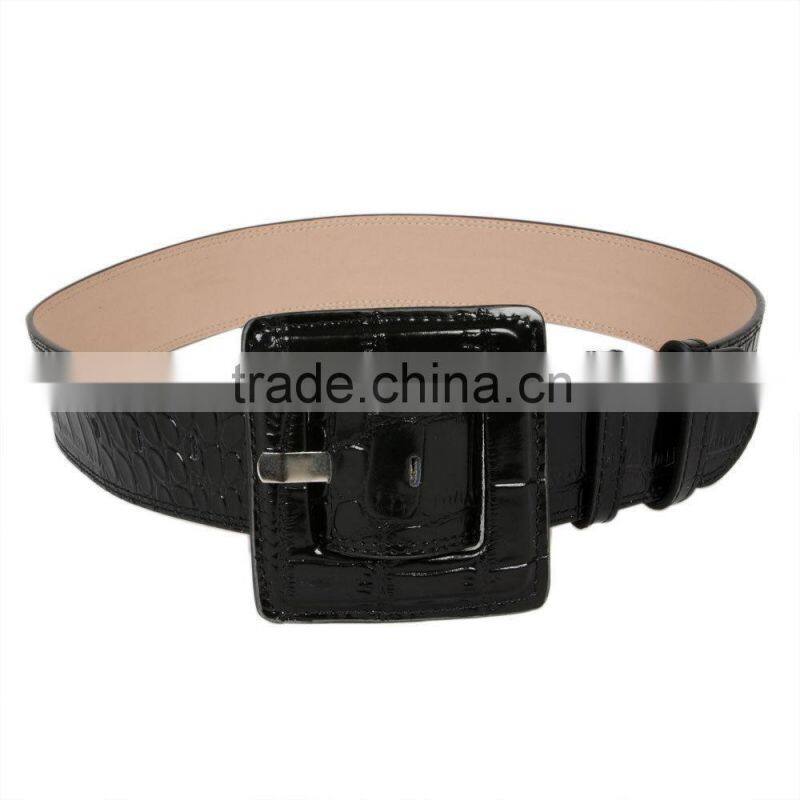 Fashion Black&Red Croc Leather Wide Woman Dress Belt