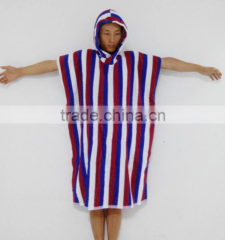 Custom design woven jacquard bathrobe towel adult poncho towel in 2 colors