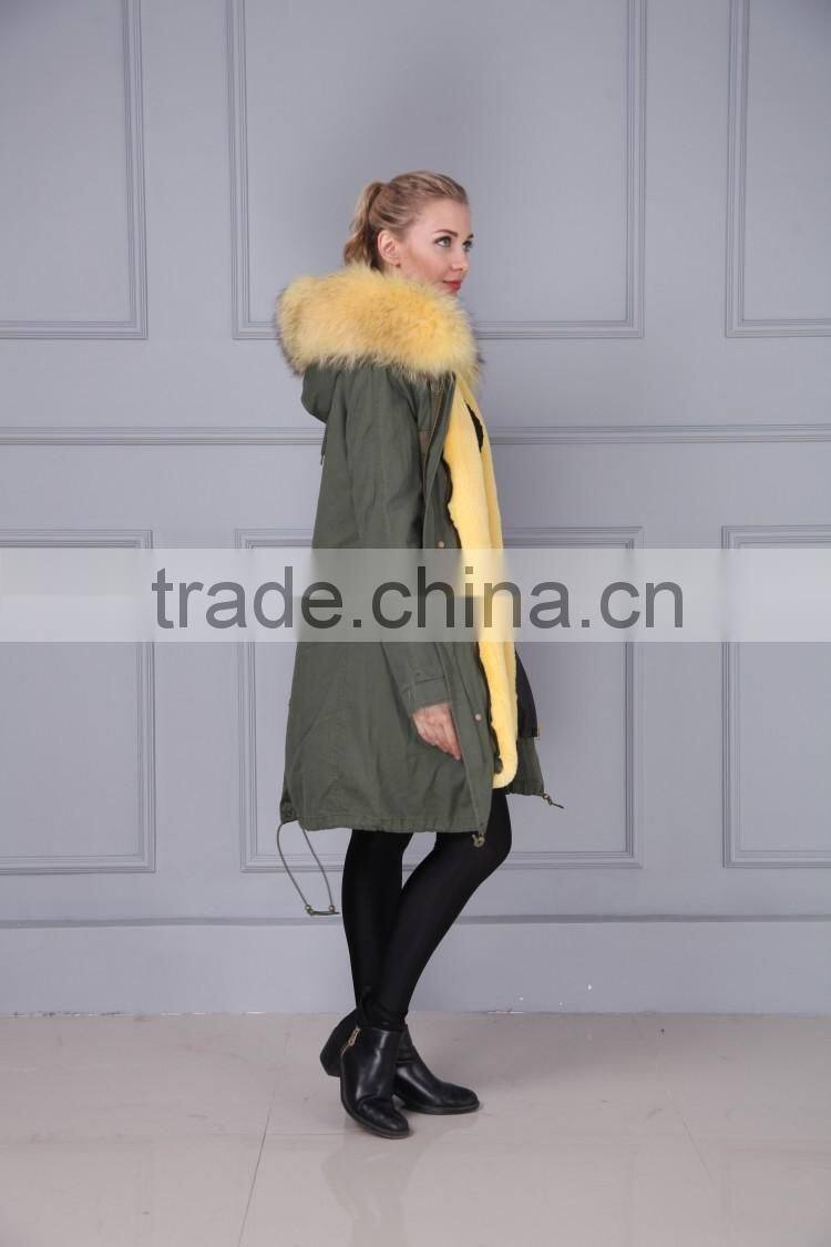 Fur Lining Women Winter Jacket Parka Raccoon Fur Parka For Ladies