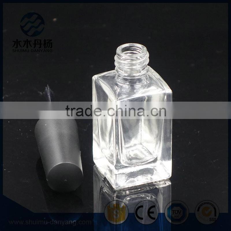 High quality 10ml square glass nail polish bottle with brush cap