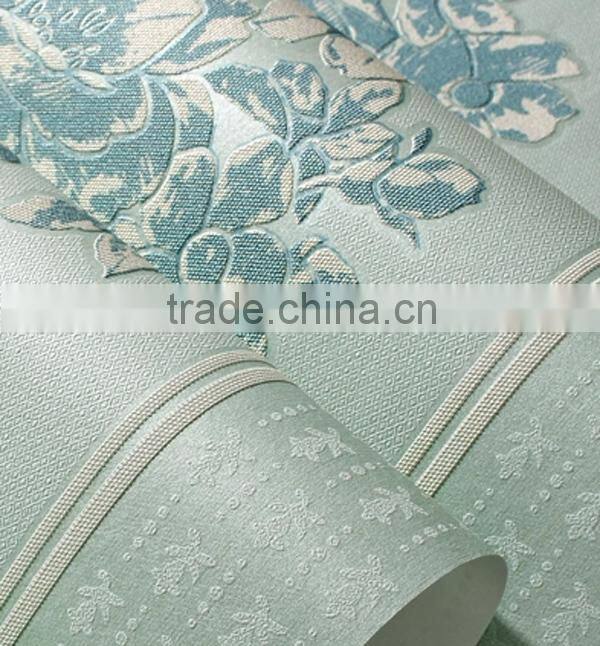 European pastoral wallpaper stripes 3D non-woven wallpaper concrete wall