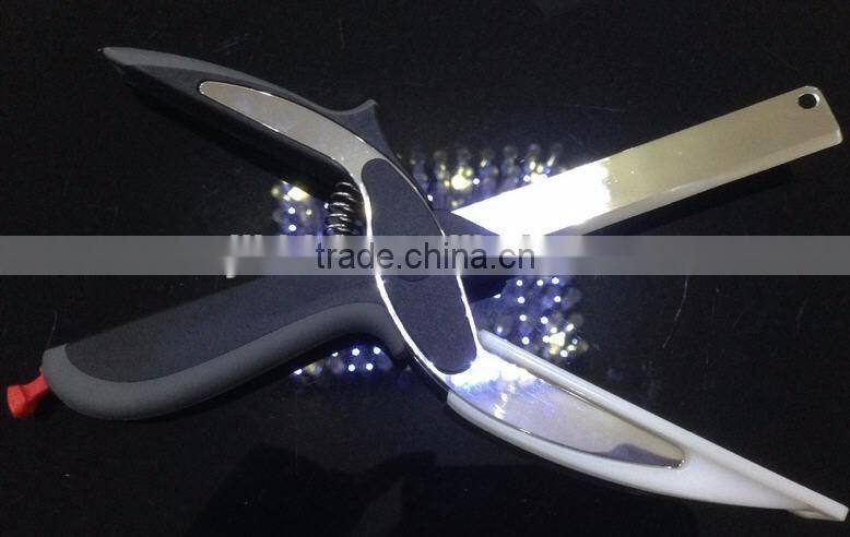 factory wholesales Stainless Steel Clever Cutter 2-in-1 Knife;Chopping Knife Cutting Board Clever Cutter Kitchen Scissor
