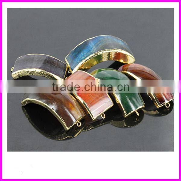 KJL-BD5153 Newest style! Wholesale Gold Plated Nature Butterfly shape druzy drusy agate stone double buckle pendant