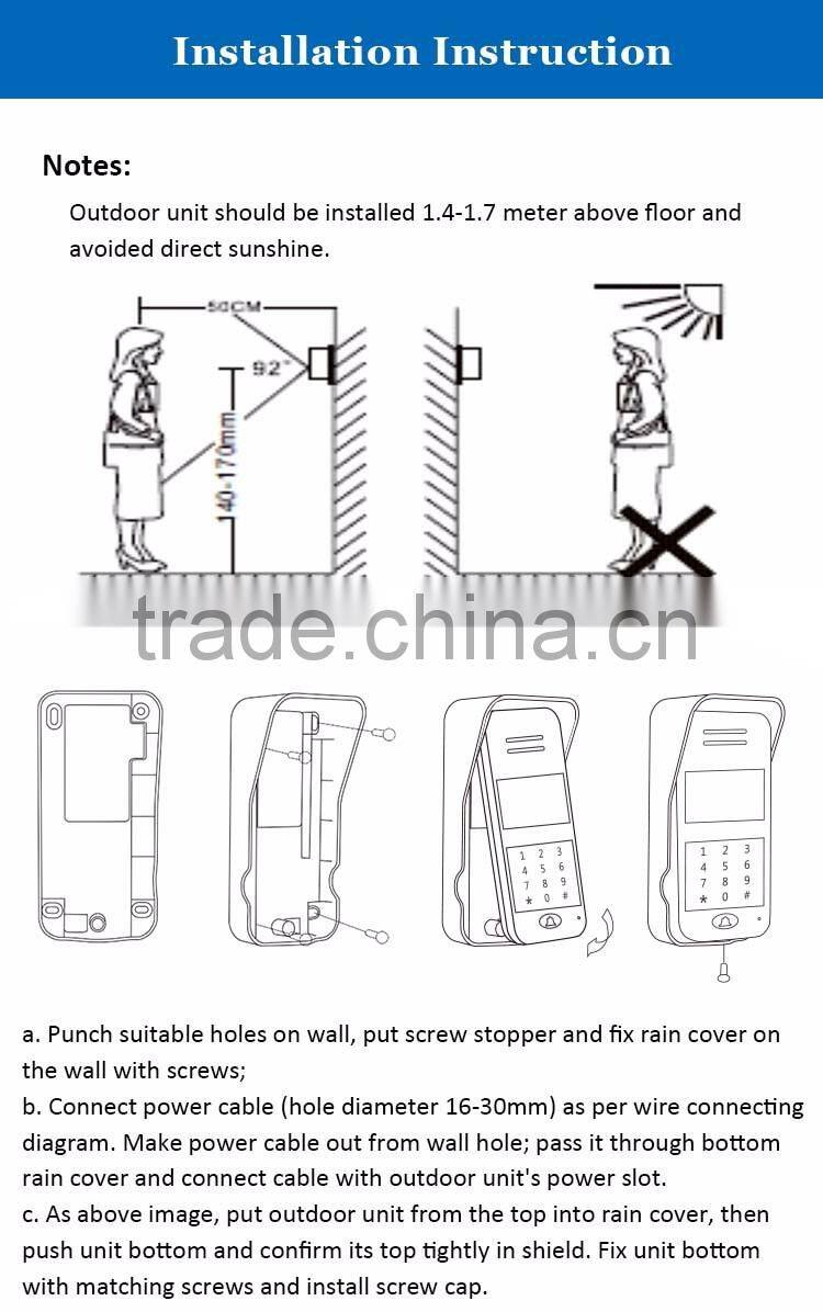 Wireless audio door bell two way audio intercom Duplex intercom for villa and apartments