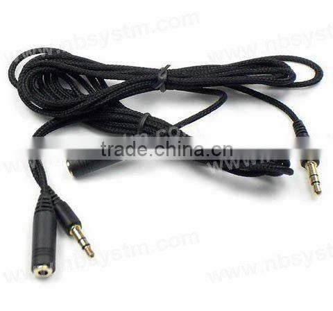 3.5mm stereo headset extension cable with nylon sleeve