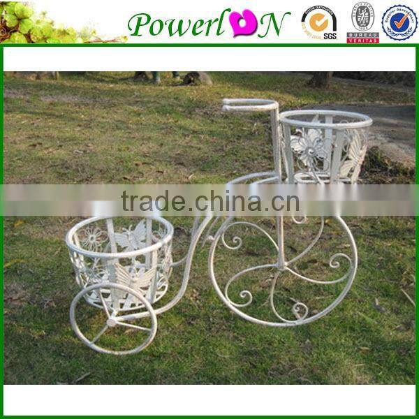 Antique white wrought iron flower pot stands