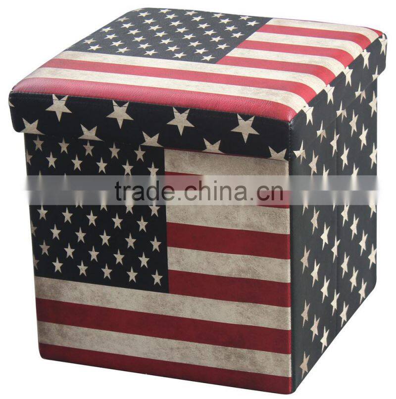 Bedroom furniture! Colorful printing folding storage ottoman