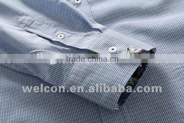 long sleeve 2012 blue plaid slim fit 100% cotton Casual style business dress latest brand design fashion men shirt custom