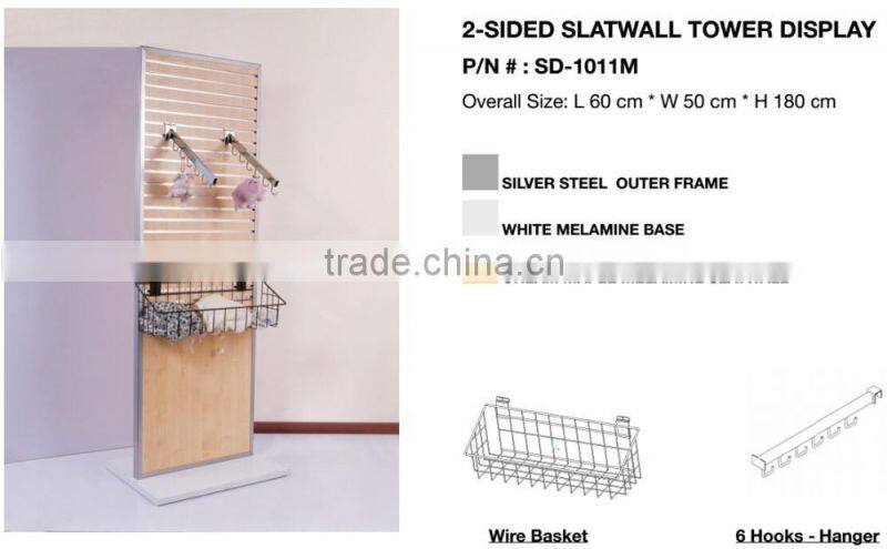 2-sided Slatwall Shelf and Garment Display Rack
