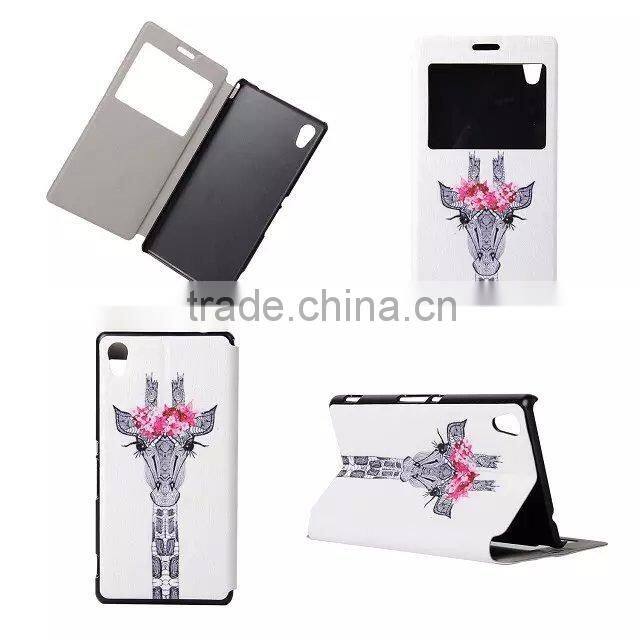 High Quality Color Printing PU Leather Flip Cover For Sony Xperia M4 Aqua Case